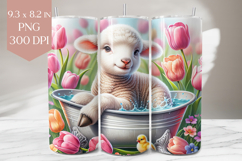 Spring Lamb Tumbler PNG, Tulip Flower 20oz Wrap Design Product Image 1