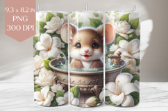 Mouse Tumbler PNG, Floral Bath 20oz Wrap Sublimation Product Image 1