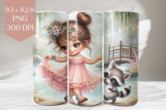 Cute Girl &amp; Raccoon Garden Bridge Tumbler Wrap Product Image 1