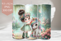 Cute Girl &amp; Unicorn Tumbler Sublimation Product Image 1