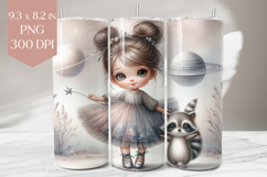 Space Girl and Raccoon Tumbler Sublimation PNG Product Image 1