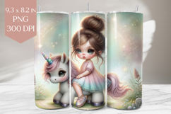 Pastel Unicorn and Girl Tumbler Sublimation PNG Product Image 1