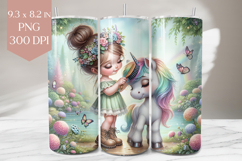 Unicorn and Flower Girl Tumbler Sublimation PNG Product Image 1