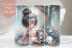 Sleeping Unicorn and Girl Tumbler Sublimation PNG Product Image 1