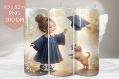 Graduation Girl and Puppy Tumbler Wrap PNG Product Image 1