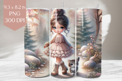 Cute Girl and Kitten Tumbler PNG Product Image 1