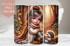 Autumn Girl &amp; Hedgehog Tumbler PNG Product Image 1
