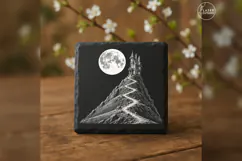 The Moonlit Ascent Haunted House Laser Engraving PNG Product Image 2