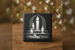 The Waxen Vigil Gothic Halloween Laser Engraving PNG Product Image 2