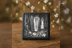 The Velvet Farewell Gothic Halloween Laser Engraving PNG Product Image 2