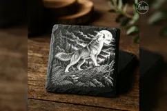 The Fallen-Log Howl Gothic Animal Laser Engraving PNG Product Image 2