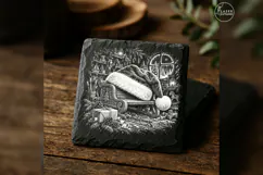 Hat on the Sleighbench Santa Christmas Laser Engraving PNG Product Image 2