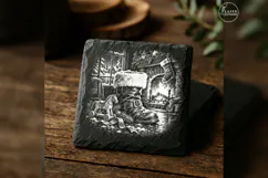 The Fireside Boot Santa Claus Christmas Laser Engraving PNG Product Image 2
