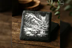 The Bough Above the Stream Winter Nature Laser Engraving PNG Product Image 2
