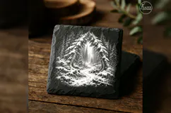 The Snowbound Forest Gate Winter Nature Laser Engraving PNG Product Image 1