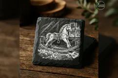 Rocking Horse Christmas Laser Engraving PNG Product Image 1