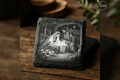 Holy Family at Cradle Laser Engraving PNG Product Image 2