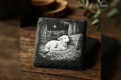 Lamb Beside Manger Laser Engraving PNG Product Image 1