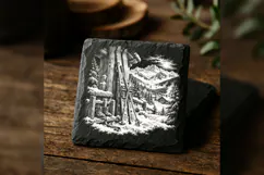 Alpine Ski Stand Winter Wonderland Laser Engraving PNG Product Image 2