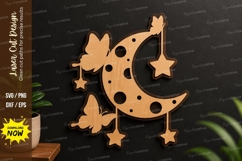 Moon Butterfly Stars Laser Cut Svg Design moon butterfly svg Product Image 1