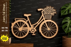 Bicycle Flower Basket laser cut svg File bicycle laser cut Product Image 1
