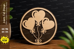 Heart Balloon Laser Cut Wall Art Decor File heart balloon Product Image 1