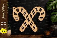 Candy Cane Cross Design laser cut svg File candy cane laser Product Image 1