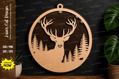 Deer Forest Ornament laser cut svg File deer forest laser Product Image 1