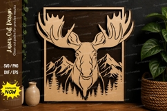 Deer Mountain Wall Art laser cut svg File deer mountain Product Image 1