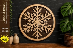 Snowflake Round Ornament laser cut svg File snowflake laser Product Image 1