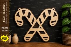 Candy Cane Cross laser cut svg File candy cane cross laser Product Image 1