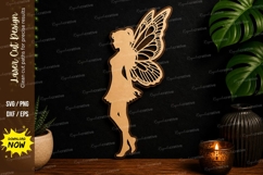 Fairy Silhouette Design laser cut svg File fairy laser cut Product Image 1