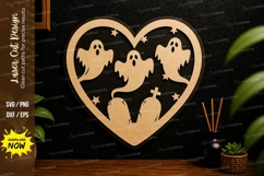 Ghost Heart Halloween laser cut svg File ghost laser cut Product Image 1
