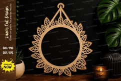 Leaf Round Frame Design laser cut svg File leaf round frame Product Image 1