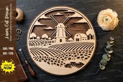 Windmill Farm Scene laser Cut svg Cutting file windmill svg Product Image 1