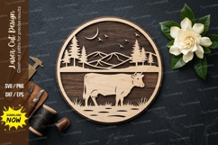 Cow Farm Scene laser Cut svg Cutting file cow svg, farm cow Product Image 1