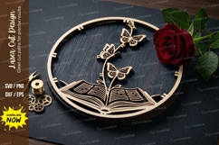 Book Flower Frame laser Cut svg Cutting file book flower svg Product Image 1