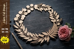 Leaf Wreath Frame laser Cut svg Cutting file leaf wreath svg Product Image 1