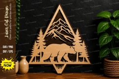 Mountain Bear Scene laser cut svg File mountain bear laser Product Image 1