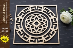 Square Mandala Laser Cut SVG laser cut svg, square mandala Product Image 1