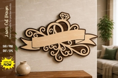 Wedding Ring Frame laser Cut svg Cutting file wedding ring Product Image 1