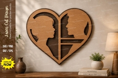 Couple Heart Frame laser Cut svg Cutting file, couple heart Product Image 1