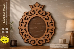 Crown Oval Frame laser Cut svg Cutting file, crown frame svg Product Image 1
