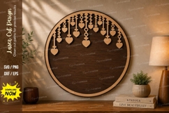 Hanging Heart Frame laser Cut svg Cutting file,hanging heart Product Image 1