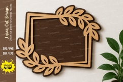 leaf name svg, leaf frame svg design, laser cut leaf frame Product Image 1