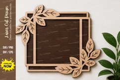 Leaf Square Frame laser Cut svg Cutting file, leaf frame svg Product Image 1