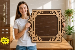 Leaf Border Frame laser Cut svg Cutting file,leaf border svg Product Image 1