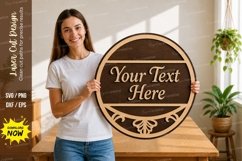 Round Name Frame laser Cut svg Cutting file, round name svg Product Image 1