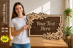 Floral Name Frame laser Cut svg Cutting file,floral name svg Product Image 1