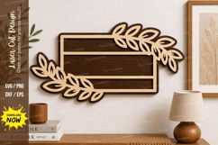 Leaf Text Frame laser Cut svg Cutting file leaf frame svg Product Image 1